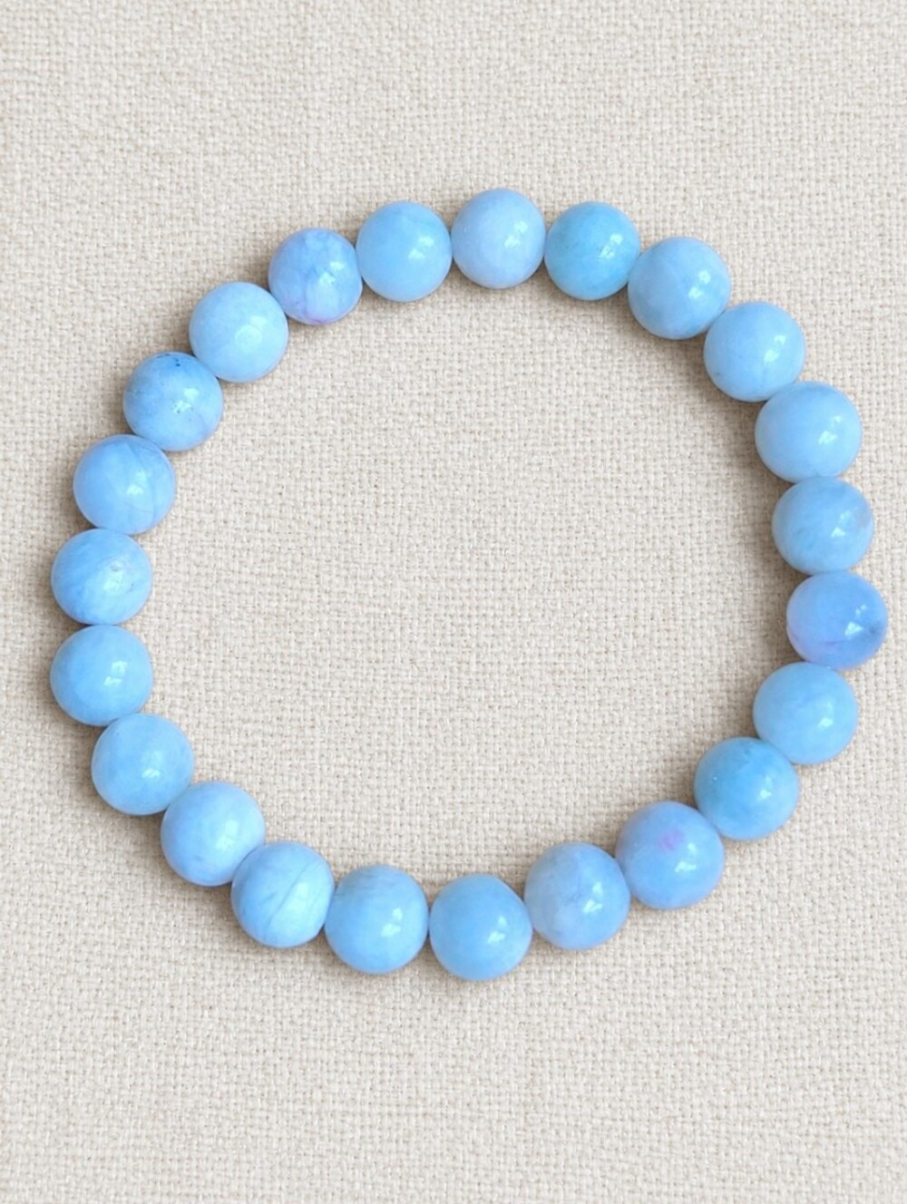 White Amazonite Beaded Stretch Bracelet | Handmade